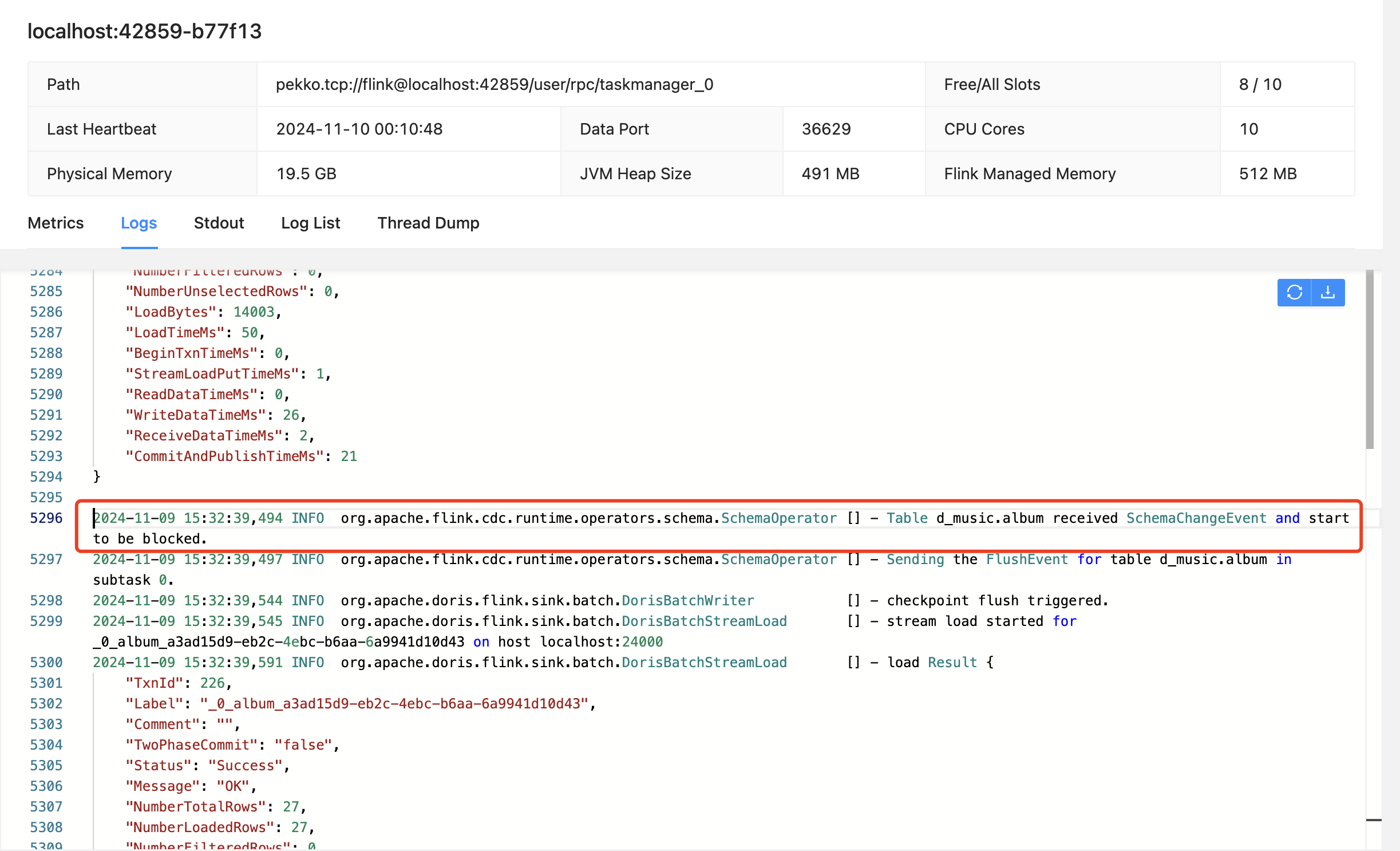 flink taskmanager log